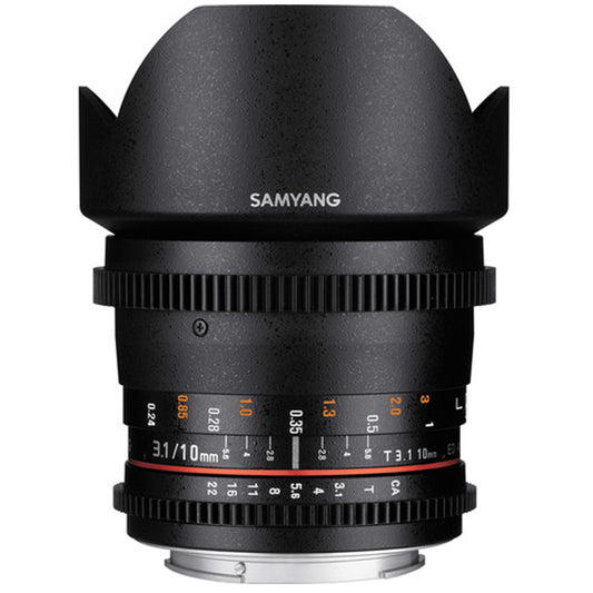 Samyang 10mm T3.1 VDSLR Wide Angle Manual Focus Lens for Canon EF-Mount Cameras | SYCV10M-C