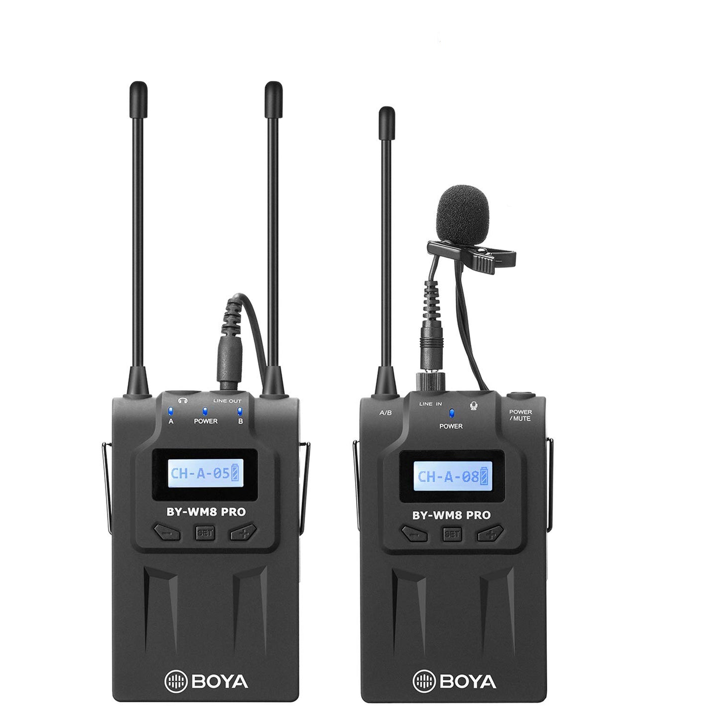 Boya BY-WM8 Pro K1 UHF Dual Channel wireless Lapel Receiver with One Lavalier Microphone Transmitter