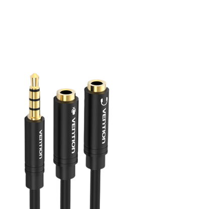Vention TRS 3.5mm Dual Female CTIA to TRS 3.5mm Male 0.3-Meter Gold Plated (BBVBY) Stereo Splitter Cable for PC, Laptops, Mobile Phones, Sound Box