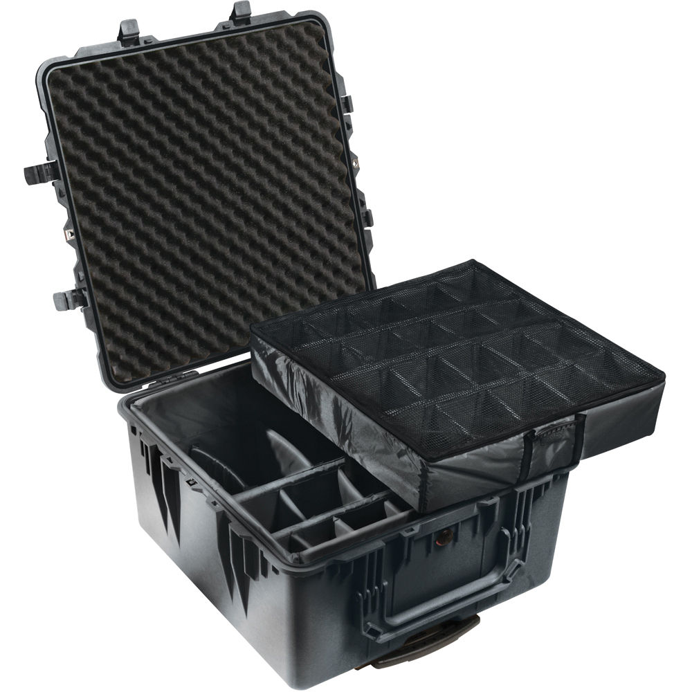 Pelican 1640 Protector Transport Case Unbreakable Watertight Dustproof Trolley Hard Casing with Extension Handle and Wheels, IP67 Rating (with Foam / Dividers)