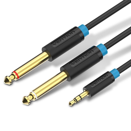 Vention 3.5mm Male to 2 6.5mm L / R Channel Male Gold Plated (BAC) Audio Cable for Amplifiers, Sound Box, Laptops, Mobile Phones (Available in Different Lengths)