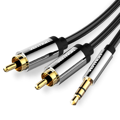 [CLEARANCE] Vention TRS 3.5mm Male to Dual RCA Male Gold Plated (BCF) Audio Cable for Amplifiers, Laptops, Mixers, Mobile Phones (Available in 1M, 1.5M, 2M, 3M, 5M, and 10M)