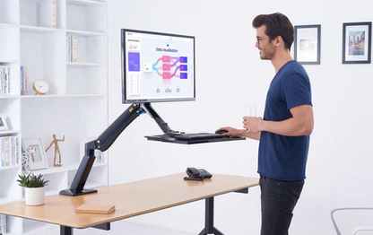 [CLEARANCE] NB North Bayou NB40 22"- 32" with 15Kg Max Payload Sit and Stand Workstation VESA Monitor Desk Mount, Keyboard Tray and Gas Strut Full Motion Swivel Arm for LCD LED TV Television