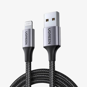 [CLEARANCE] UGREEN Lightning to USB 2.0 2.4A Quick Charge Charging Cable MFi Certified with 480Mbps Data Speed Aluminum Cased Tips (2M) | 60158