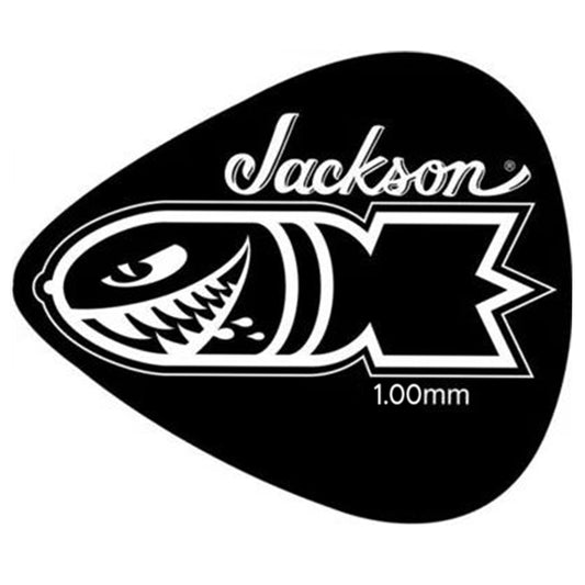 Jackson 351 Shape Bomb Guitar Bass Picks with White Logo (12 Pack) (0.88, 0.60, 1.00, 1.14) (Black)