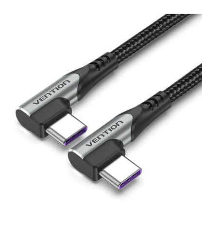 [CLEARANCE] Vention USB 2.0 Male to Male 90 Degree Dual Right Angle 5A Fast Charger Nylon Braided Cable 480Mbps (1M) | TANHF