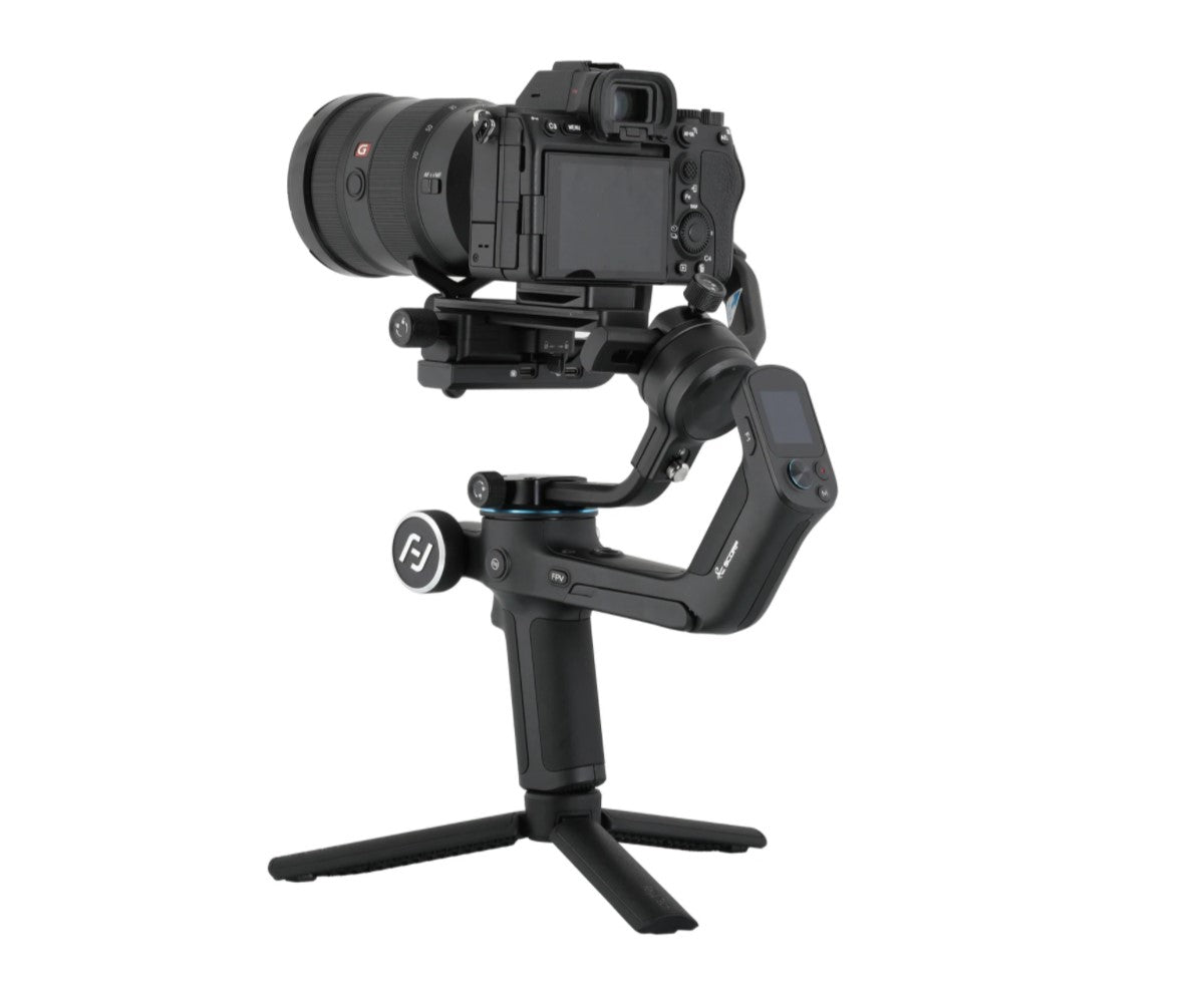 FeiyuTech SCORP 3- Axis Handheld Gimbal Camera Stabilizer with 5.5lb Payload, Magic Wheel, Integrated Hanging Handle and 1.3" Touch Screen Display Features for DSLR and Mirrorless Camera