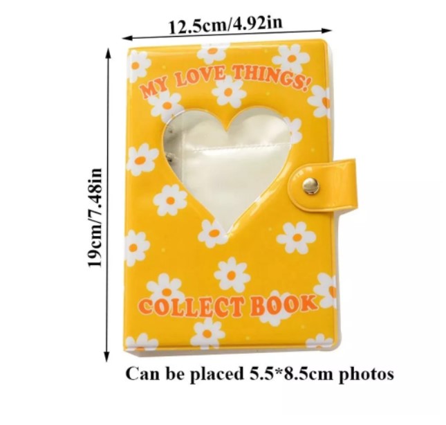 Pikxi Cute Flower Photo Album 150 Pockets 2.5 x 4.5 Inches Floral Picture Collection Book (Yellow, Purple)