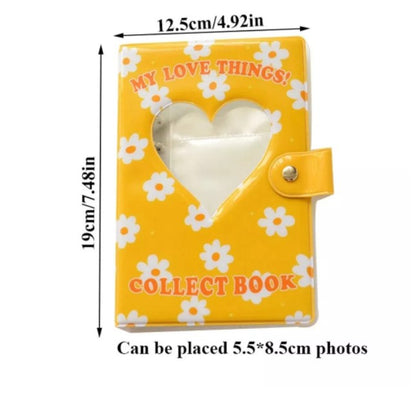 [CLEARANCE] Pikxi Cute Flower Photo Album 150 Pockets 2.5 x 4.5 Inches Floral Picture Collection Book (Yellow, Purple)