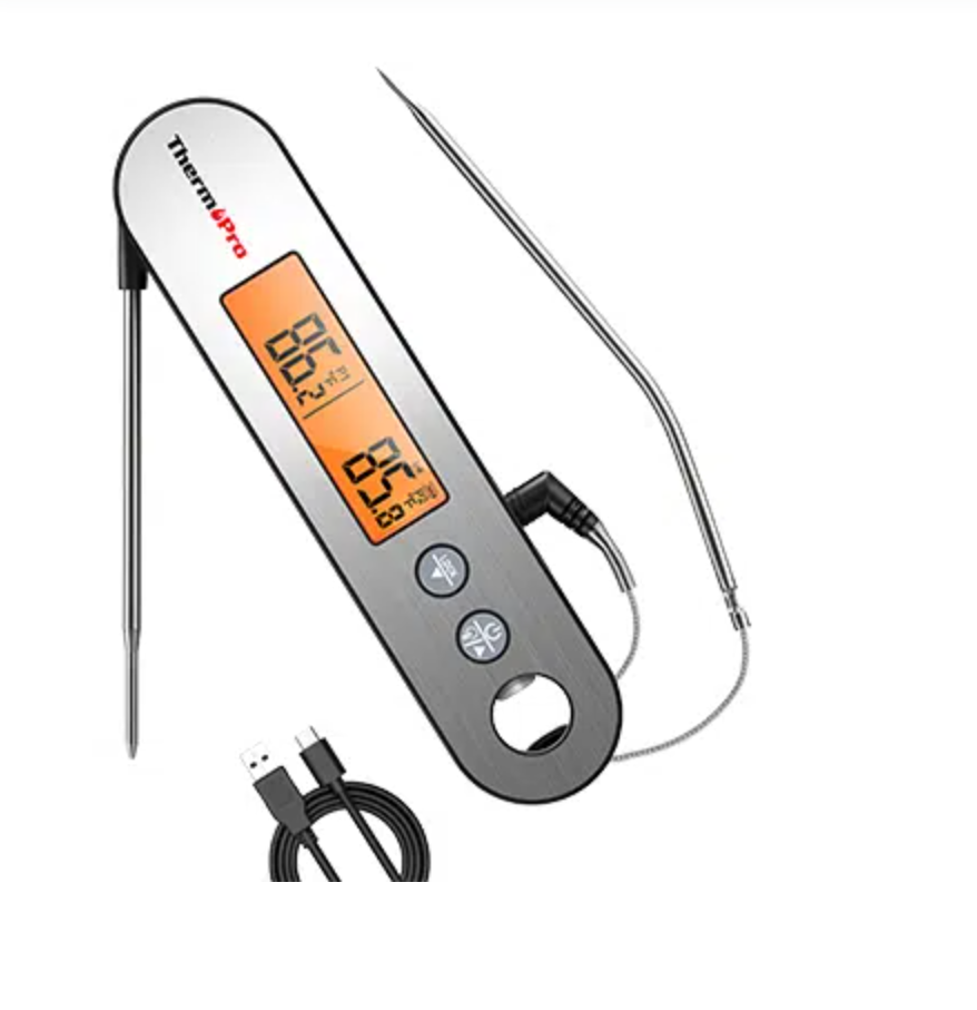 Thermopro TP-610 2-in-1 Dual Probe Waterproof Meat Thermometer with Instant Read and Alert Function Features Perfect for Grilling and Oven Cooking