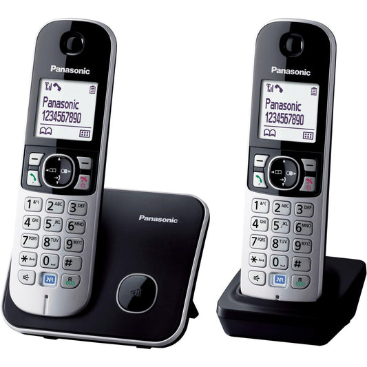 Panasonic KX-TG6812 Wireless Cordless Telephone with Multible Handets Capability, Power Back-up Operation, 100 Phonebook Stations, Handset Locator, Speaker Phone