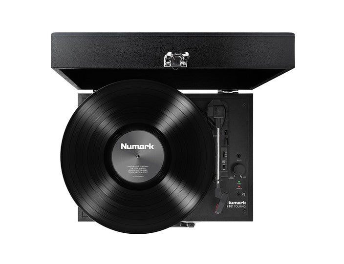 Numark PT01 Touring Portable Suitcase 3-Speed Turntable with Built-in Rechargeable Battery,  RCA Output and up to 4 hours Playtime