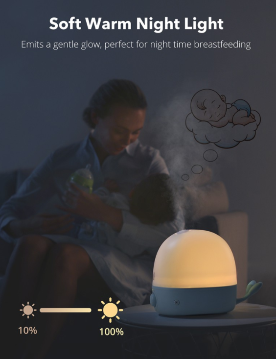 TaoTronics TT-AH038 Humidifier 3-in-1 26dB Quiet Ultrasonic 2.5L Cool Mist Essential Oil Diffuser with Night Light for Babies Bedroom