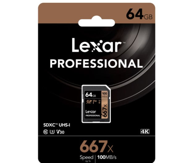 Lexar Professional 64GB High Performance SDXC Memory Card Class 10 up to 90 MB/100 MB/s Write and Read Speed  LSD64GB667
