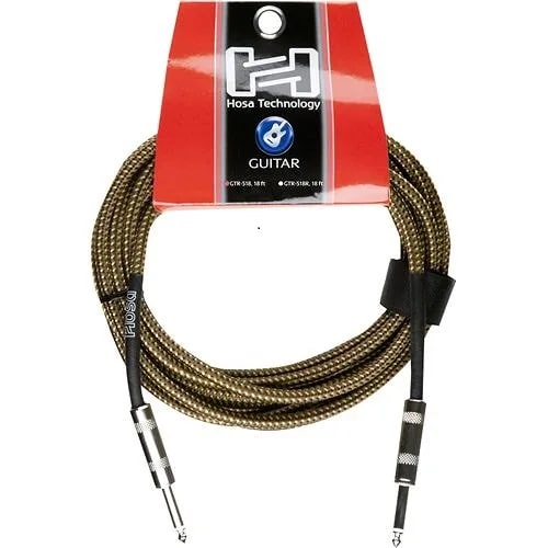 Hosa Technology GTR518 Classic Tweed Mono 1/4 Male to 1/4 Male Guitar Cable - 18'