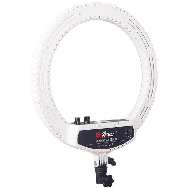 Eirmai YB-RJ510 10-inch LED Ring Fill Light with Phone Holder for Vlogging, Photography, and Live Streaming (Black, White)