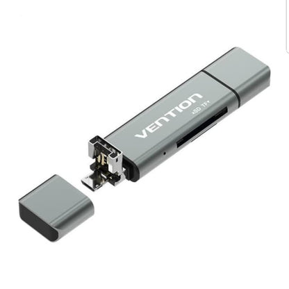 [CLEARANCE] Vention Multi-Function USB 2.0 Card Reader Converter 480Mbps for Windows, Mac OS, Android (CCJ) Gray