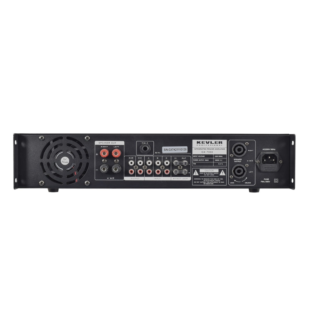 KEVLER GX-7000 1500W X2 High Power Integrated Amplifier with USB and Bluetooth Function, LCD Display, 3 Microphone Input, Mic Priority Function, Feedback Reducer, Mic and Effects Master Control and Speakon Terminal