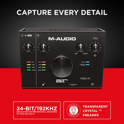M-Audio AIR 192X4, 192 by 4, Desktop 2-In/2-Out 24/192 USB Type-C Audio Interface for Musicians, Solo Performers & Songwriters