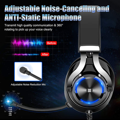 EKSA E3000 Stereo Gaming Headset Over Ear Wired Gamer Headphone 3.5mm Double Jack Headphones With Microphone For PC PS4