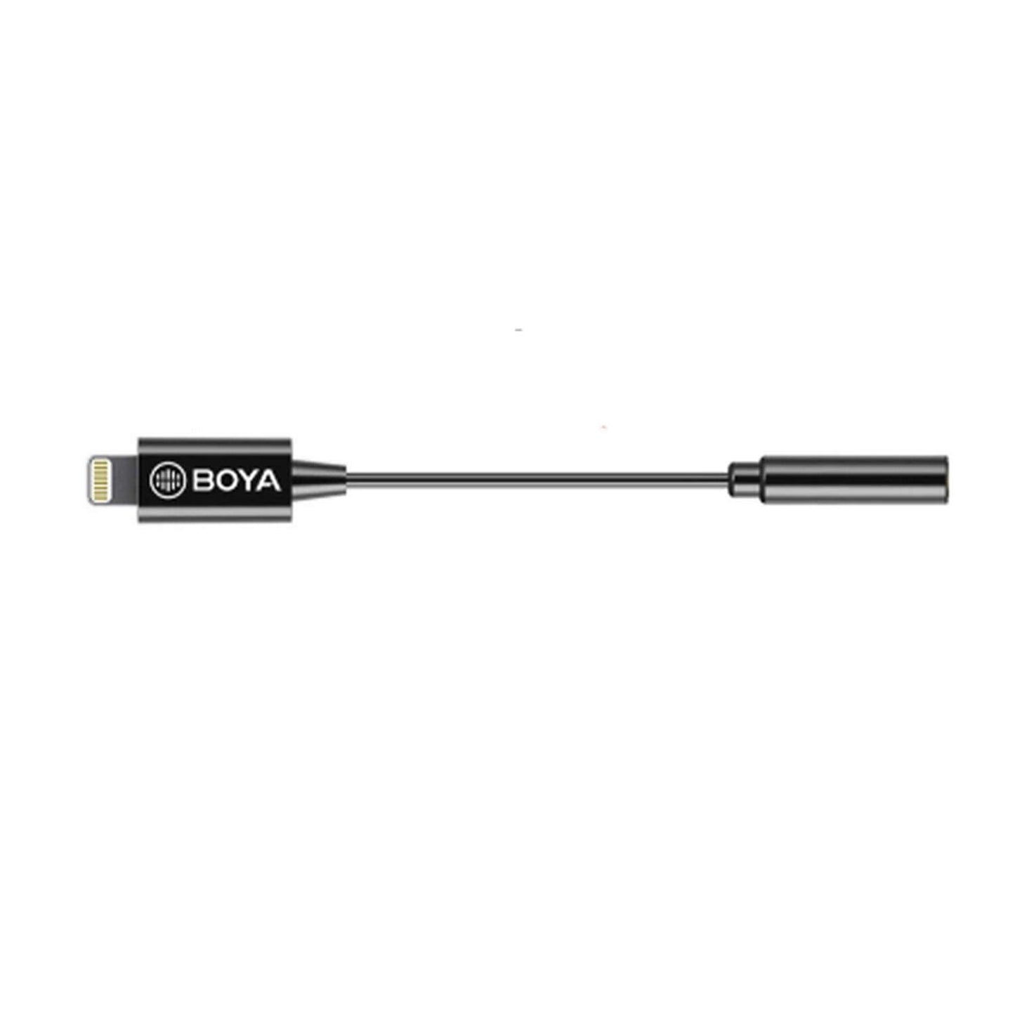 Boya BY-K3 3.5mm TRRS Female to Male Lightning Adapter Cable (2.4") for Apple X, XS, XS Max