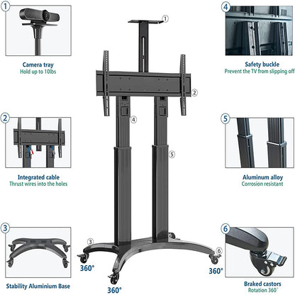 [CLEARANCE] NB North Bayou AVF 32"- 65" with 35Kg Max Payload Mobile TV Cart with Wheels and Mount Support and Wheels for LCD LED Flat Screen TV Television | AVF1500