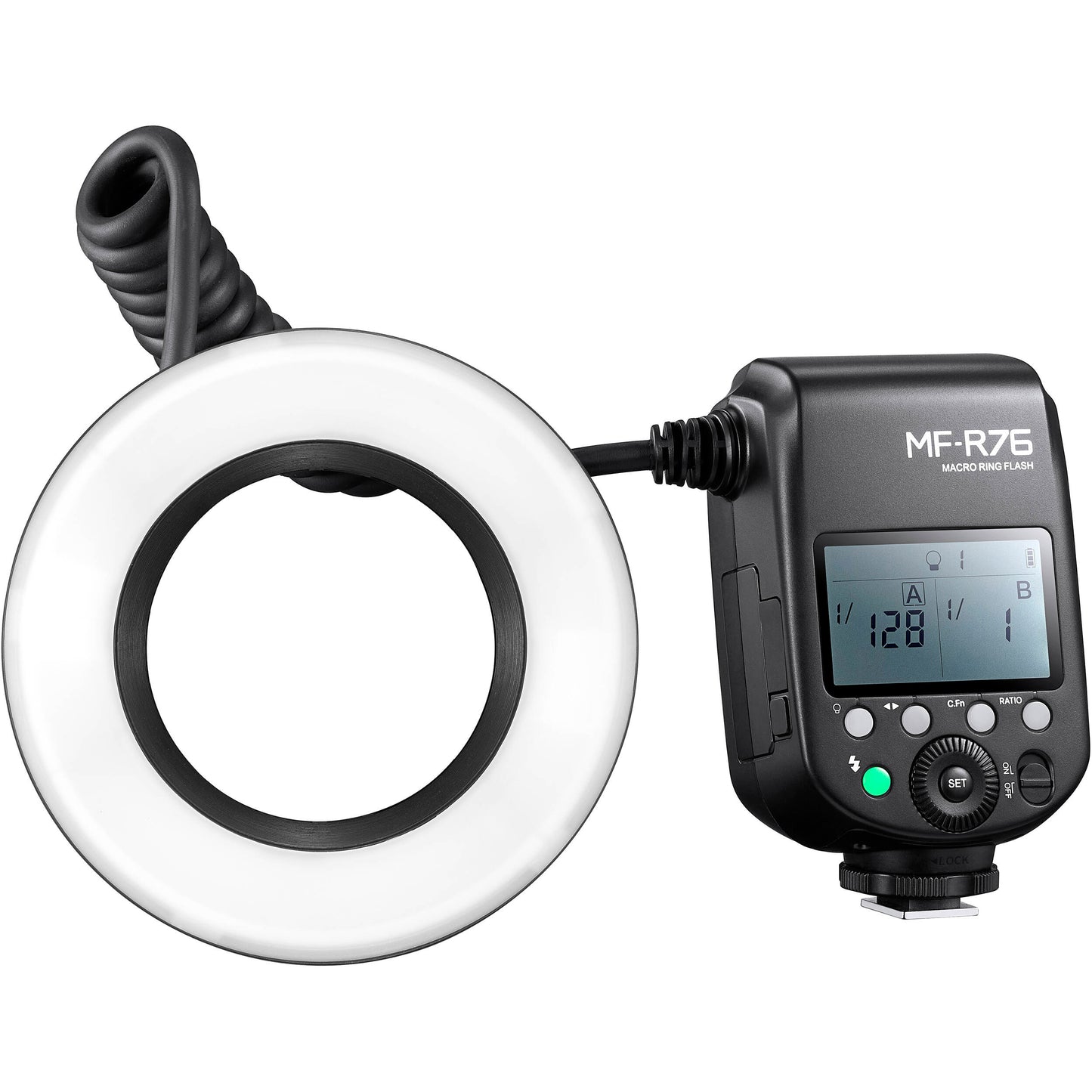 Godox MF-R76 Macro Ring Flash LED Dual-Flash Ring Light Speedlite with 8 Adapter Rings for DSLR Cameras