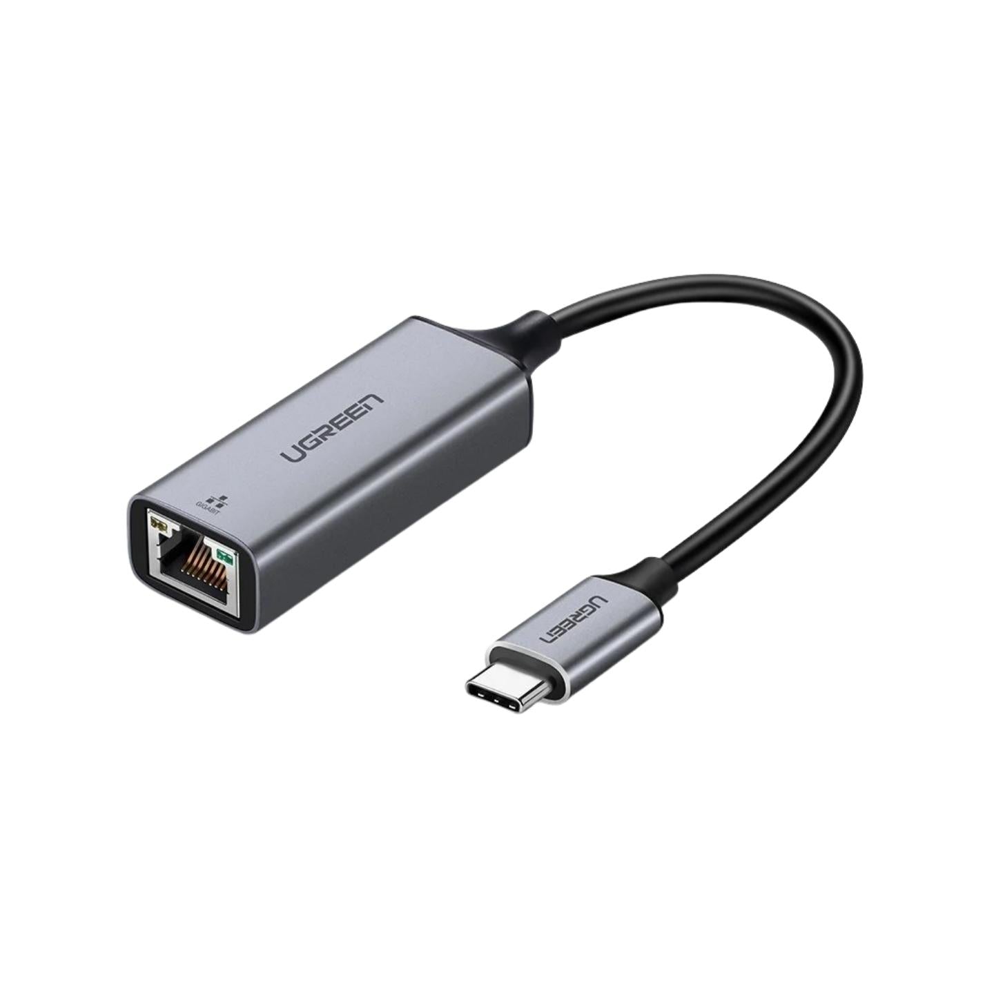 UGREEN USB Type-C to Gigabit Ethernet Adapter 1000Mbps RJ45 Port Plug and Play for Tablets, Laptops, Smartphones (Space Gray, Black) | 50737, 50307