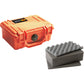 Pelican 1120 Protector Case Watertight Crushproof Dustproof Hard Casing with Foam, Automatic Purge Valve, IP67 (Black, Orange)