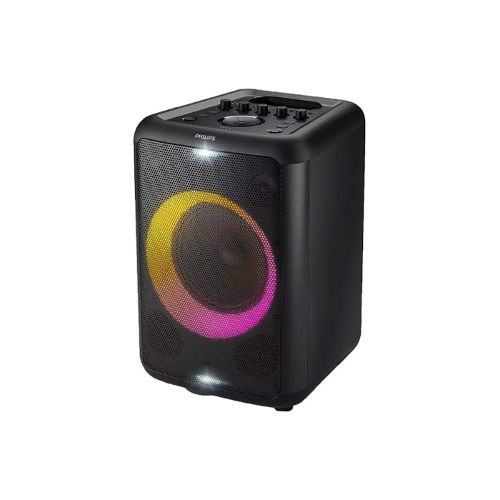 Philips 80W Rechargeable Bluetooth Mono Party Speaker with Strobe Light, Mic/Guitar Inputs, LED Display, Karaoke Sound Enhancement (TAX 3206/73)