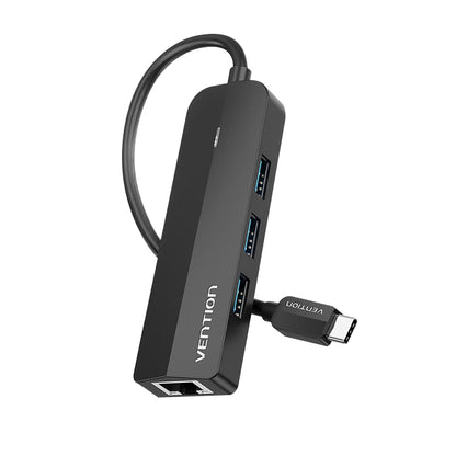 Vention 5 in 1 USB-C Hub 4-Port USB 3.0 Docking Station 5Gbps with RJ45 1000Mbps Network Port and Power Supply Port (TGP)