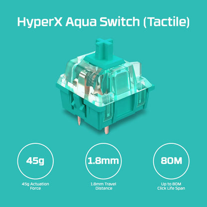 HyperX Alloy Origin Mechanical RGB Backlit Gaming Keyboard with Detachable USB Type-C cable, Aqua Tactile Switch (HX-KB6AQX-US)