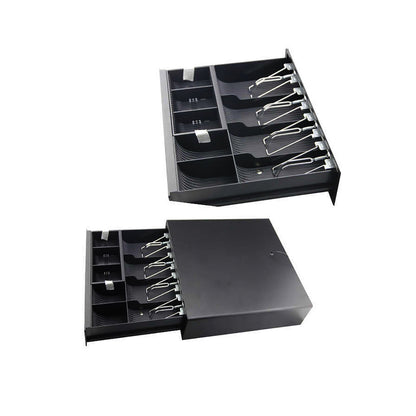 LogicOwl OJ-335C Heavy Duty Stainless Front Cash Drawer for POS System with 4 Bill & 5 Coin Slot Detachable Register, 2 Metal Key Locks, RJ11 Cable
