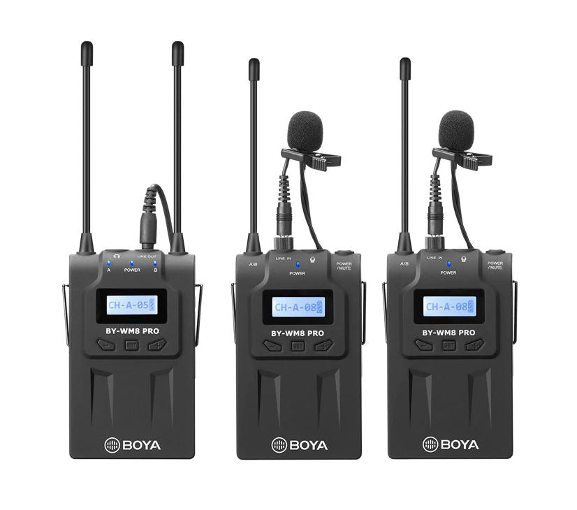 Boya BY-WM8 Pro UHF Dual Channel Wireless Lapel with Lavalier Microphone