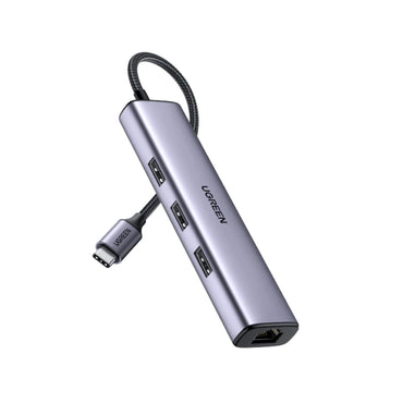 UGREEN 4-in-1 USB-C to USB 3.0 Ports 5Gbps 1000Mbps RJ45 LAN Ethernet Multiport Adapter Hub for Tablets, Keyboards, Laptops | 60600