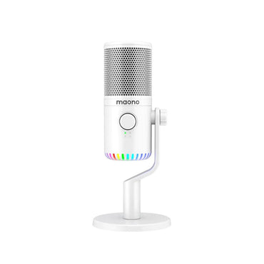 [CLEARANCE] Maono DM30 Programmable RGB Gaming Cardioid Condenser USB Microphone with 3.5mm Jack, Mic Gain, Headphone Volume, Zero Latency Monitoring (White)