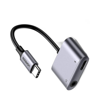 [CLEARANCE] UGREEN 2-In-1 USB-C to 3.5mm AUX Audio and Type-C Adapter 96kHz Fast Charger for Headphones, Laptop, PC, Tablet | 60164