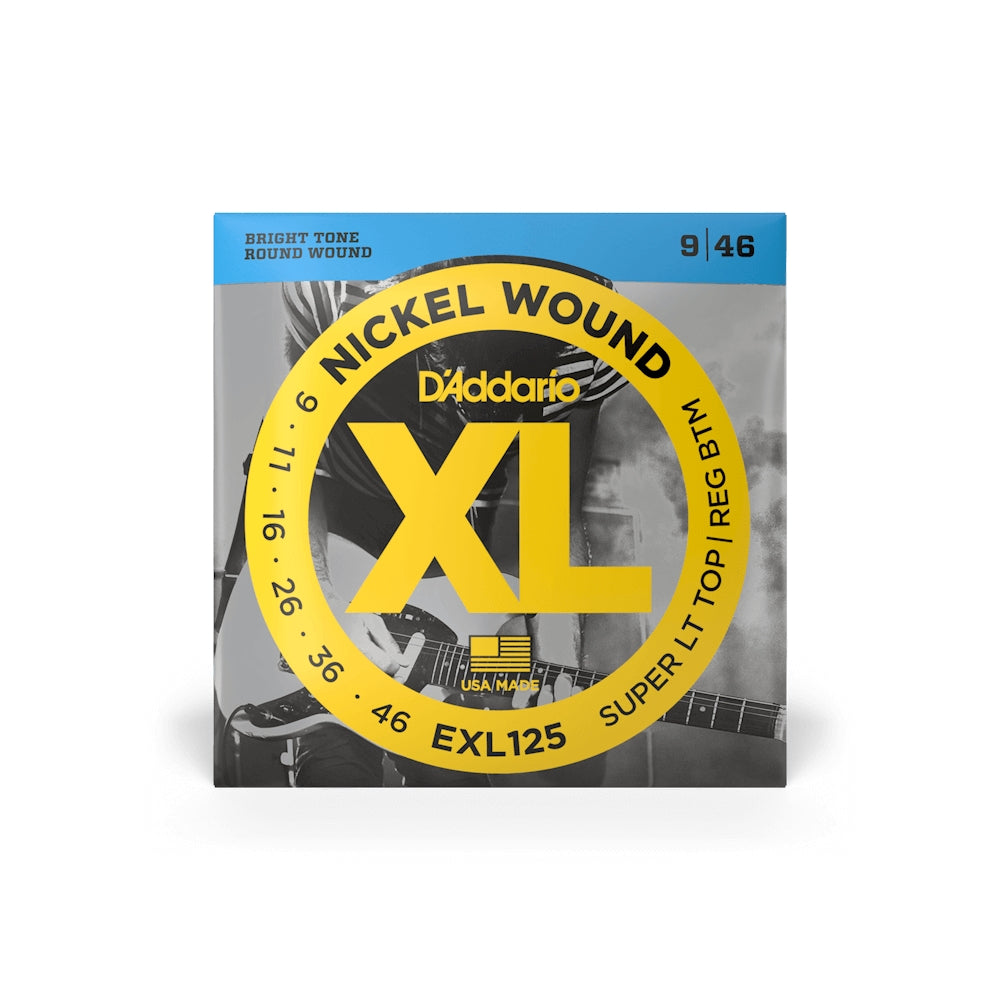 D'Addario XL Nickel Wound Super Light Top / Regular Bottom Electric Guitar Strings Set (.009-.046) | EXL-125