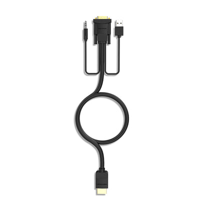 Vention HDMI to VGA 2M Converter Cable with 3.5mm Audio Output and USB Power Supply 1080p 60Hz (ABIBH)