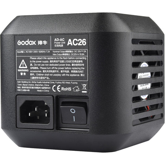 Godox AC26 Power Unit Adapter for AD600Pro Witstro Outdoor Flash with On/Off Switch