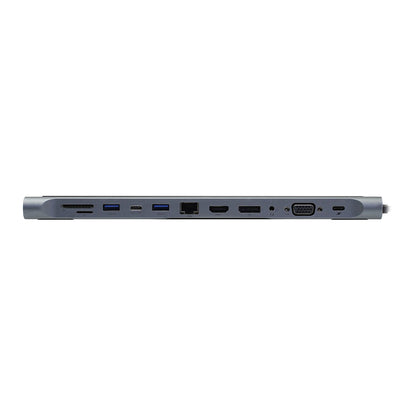 [CLEARANCE] Vention 12-in-1 Multifunctional Docking Station USB-C Male to Female DisplayPort, 4K HDMI, VGA, USB 3.1 / 2.0 / Type-C, RJ45, SD/TF, TRRS 3.5mm, PD Adapter | THSHC