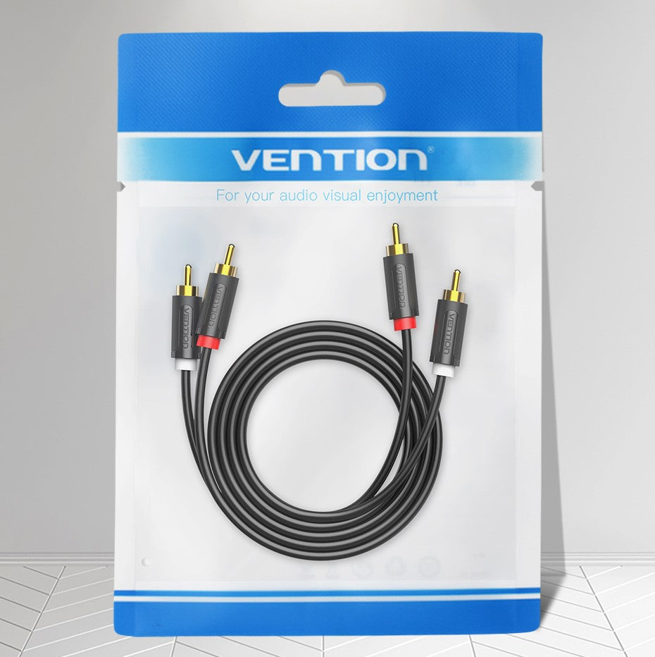 Vention 2 Male to 2 Male RCA Round Cable (BCM) Audio RCA Cord for TV, Speakers, Computers, CD Players ( Available in Different Lengths )