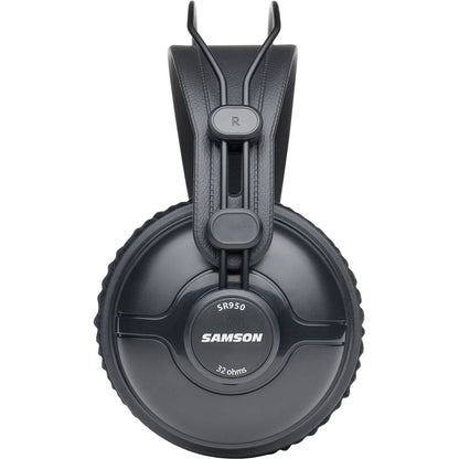 Samson SR950 Professional Studio Reference Headphones Closed-Ear Back Design with Neodymium Drivers Adjustable Headband Gold-Plated Adapter for Audio Engineering Mixing Playback