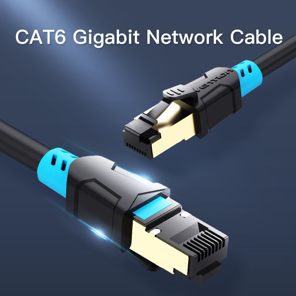 Vention CAT6 Ethernet Round Cable SFTP Patch 1000Mbps 250MHz Lan Network Wire Cord for Internet Router PC Modem (Available in 0.75M, 1M, 1.5M, 2M, 3M, 5M, 8M, 10M, 15M, 20M and 35M)