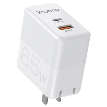 [CLEARANCE] Yoobao RY-U65 65W Fast Charging Phone Adapter with Dual Port for USB-A and Type C (White)