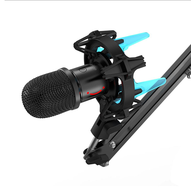 Fifine K651 USB Dynamic Cardioid Microphone Bundle with RGB Arm Shock Mount and Touch-Sensitive Button for Gaming, Recording, Live Streaming