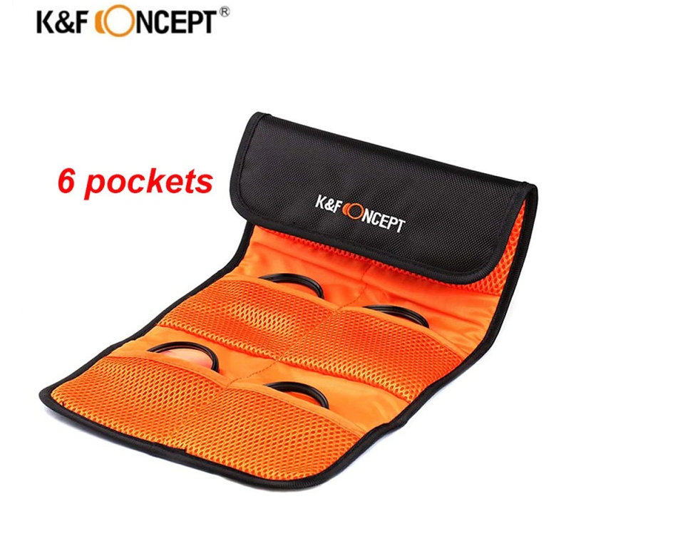 K&F Concept KF13-003 Camera Lens Filter Holder Pouch 6 Pockets  Wallet Case For  UV CPL FLD ND Filter Bag