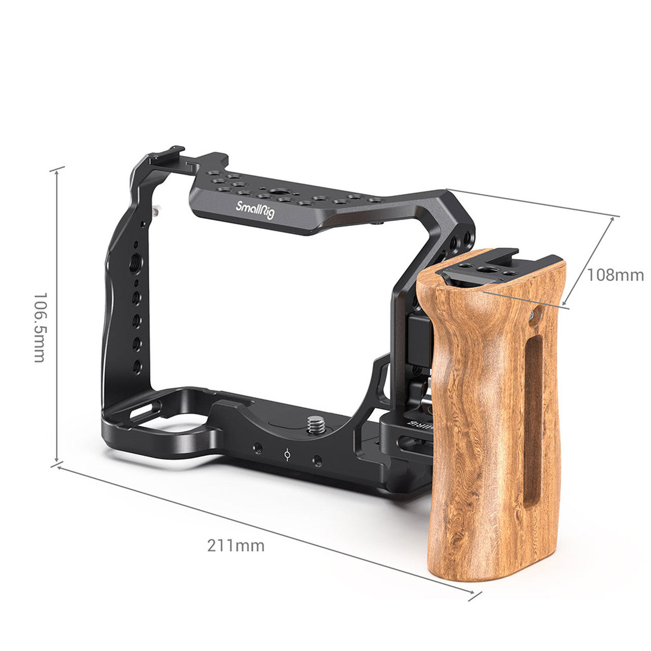 SmallRig Professional Camera Cage Kit for Sony A7S Alpha 7S III A7S3 with Wood Side Handle Allen Wrench HDMI Cable Clamp 3008