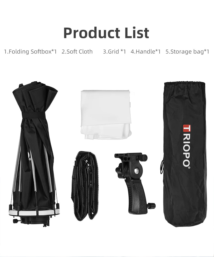 Triopo KS55 55cm Portable Octagon Umbrella Softbox with Honeycomb Grid Outdoor Flash for Godox TT600 TT685 V860 with Handle Grip