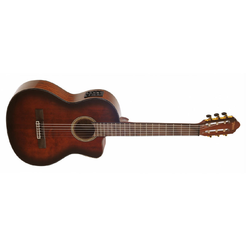 Valencia VC564 4/4 6-String Nylon Classical Guitar 19 Frets with Pickups, for Musicians (Brown Sunburst)